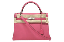 Load image into Gallery viewer, 極美品 HERMES エルメス KELLY ケリー 32 内縫い 2WAYハンドバッグ シェーブル ピンク系 シルバー金具 □Q刻印 中古 4b011200
