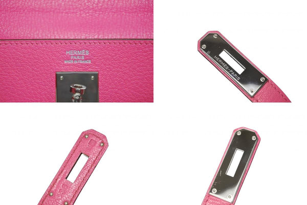極美品 HERMES エルメス KELLY ケリー 32 内縫い 2WAYハンドバッグ シェーブル ピンク系 シルバー金具 □Q刻印 中古 4b011200