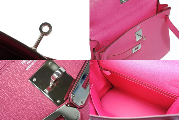 極美品 HERMES エルメス KELLY ケリー 32 内縫い 2WAYハンドバッグ シェーブル ピンク系 シルバー金具 □Q刻印 中古 4b011200