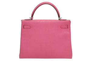 極美品 HERMES エルメス KELLY ケリー 32 内縫い 2WAYハンドバッグ シェーブル ピンク系 シルバー金具 □Q刻印 中古 4b011200