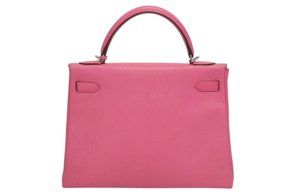 極美品 HERMES エルメス KELLY ケリー 32 内縫い 2WAYハンドバッグ シェーブル ピンク系 シルバー金具 □Q刻印 中古 4b011200