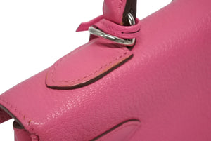極美品 HERMES エルメス KELLY ケリー 32 内縫い 2WAYハンドバッグ シェーブル ピンク系 シルバー金具 □Q刻印 中古 4b011200