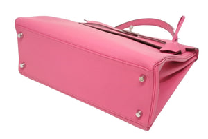 極美品 HERMES エルメス KELLY ケリー 32 内縫い 2WAYハンドバッグ シェーブル ピンク系 シルバー金具 □Q刻印 中古 4b011200