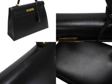 Load image into Gallery viewer, HERMES エルメス ケリー32 外縫い ブラック ◻︎D刻印 カーフスキン ゴールド金具 ハンドバッグ 2WAY 美品 中古 4b011201