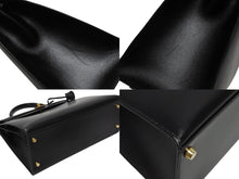 Load image into Gallery viewer, HERMES エルメス ケリー32 外縫い ブラック ◻︎D刻印 カーフスキン ゴールド金具 ハンドバッグ 2WAY 美品 中古 4b011201