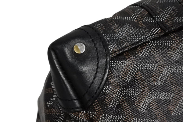 極美品 GOYARD ゴヤール ボストンバッグ ボーイング30 ブラック マーカジュー入り レザー シルバー金具 中古 4b011220