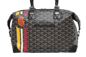 極美品 GOYARD ゴヤール ボストンバッグ ボーイング30 ブラック マーカジュー入り レザー シルバー金具 中古 4b011220