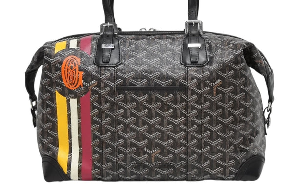 極美品 GOYARD ゴヤール ボストンバッグ ボーイング30 ブラック マーカジュー入り レザー シルバー金具 中古 4b011220