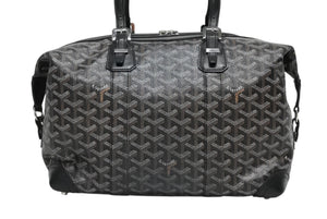 極美品 GOYARD ゴヤール ボストンバッグ ボーイング30 ブラック マーカジュー入り レザー シルバー金具 中古 4b011220