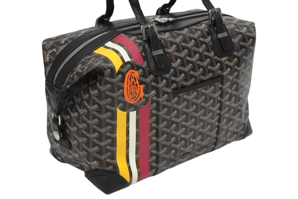 極美品 GOYARD ゴヤール ボストンバッグ ボーイング30 ブラック マーカジュー入り レザー シルバー金具 中古 4b011220