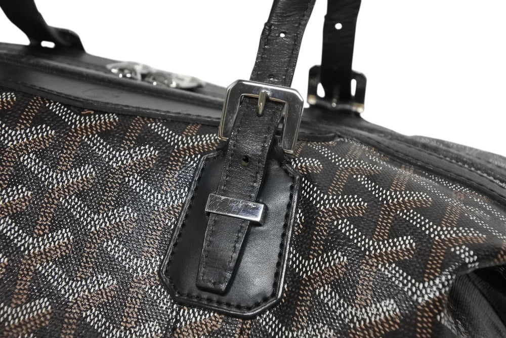 極美品 GOYARD ゴヤール ボストンバッグ ボーイング30 ブラック マーカジュー入り レザー シルバー金具 中古 4b011220