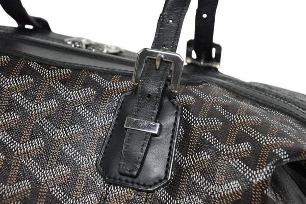 極美品 GOYARD ゴヤール ボストンバッグ ボーイング30 ブラック マーカジュー入り レザー シルバー金具 中古 4b011220