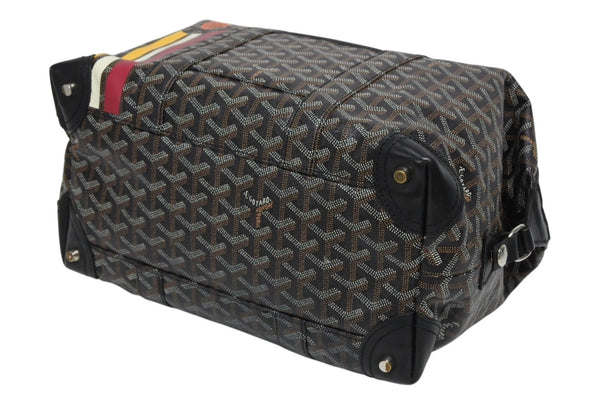 極美品 GOYARD ゴヤール ボストンバッグ ボーイング30 ブラック マーカジュー入り レザー シルバー金具 中古 4b011220