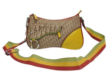 Load image into Gallery viewer, Christian Dior クリスチャンディオール ショルダーバッグ トロッター ラスタカラー レザー キャンバス シルバー金具 美品 中古 4b011223