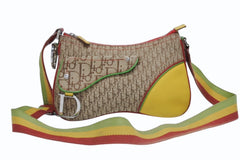 極美品 Christian Dior クリスチャンディオール ショルダーバッグ トロッター ラスタカラー レザー キャンバス シルバー金具 中古 4b011226