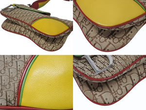 極美品 Christian Dior クリスチャンディオール ショルダーバッグ トロッター ラスタカラー レザー キャンバス シルバー金具 中古 4b011226