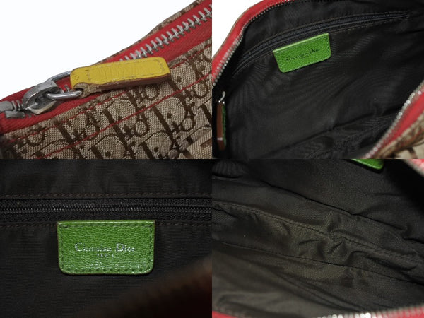 極美品 Christian Dior クリスチャンディオール ショルダーバッグ トロッター ラスタカラー レザー キャンバス シルバー金具 中古 4b011226