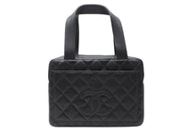 Load image into Gallery viewer, 極美品 CHANEL シャネル ハンドバッグ 6番台 ココマーク キャビアスキン キルティング ブラック ゴールド金具 中古 4b011235