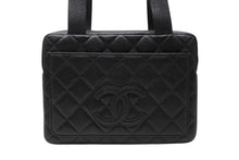 Load image into Gallery viewer, 極美品 CHANEL シャネル ハンドバッグ 6番台 ココマーク キャビアスキン キルティング ブラック ゴールド金具 中古 4b011235
