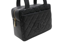 Load image into Gallery viewer, 極美品 CHANEL シャネル ハンドバッグ 6番台 ココマーク キャビアスキン キルティング ブラック ゴールド金具 中古 4b011235