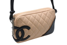 Load image into Gallery viewer, 極美品 CHANEL シャネル カンボンライン ボーリングバッグ ワンショルダーバッグ 9番台 ココマーク ベージュ ブラック 中古 4b011248