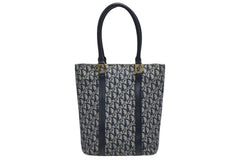 Christian Dior クリスチャンディオール トロッター ハンドバッグ B0 C 0092 ネイビー ガリアーノ期 美品 中古 4b011253
