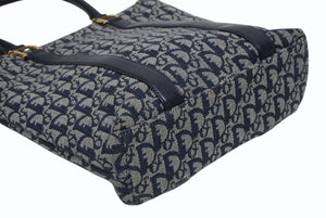 Christian Dior クリスチャンディオール トロッター ハンドバッグ B0 C 0092 ネイビー ガリアーノ期 美品 中古 4b011253
