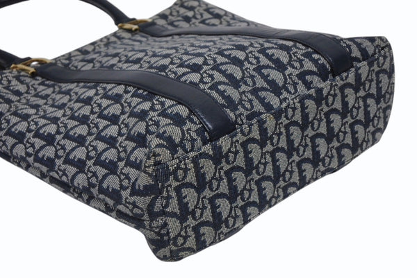 Christian Dior クリスチャンディオール トロッター ハンドバッグ B0 C 0092 ネイビー ガリアーノ期 美品 中古 4b011253