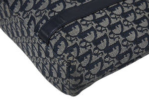 Christian Dior クリスチャンディオール トロッター ハンドバッグ B0 C 0092 ネイビー ガリアーノ期 美品 中古 4b011253