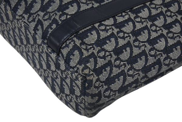 Christian Dior クリスチャンディオール トロッター ハンドバッグ B0 C 0092 ネイビー ガリアーノ期 美品 中古 4b011253