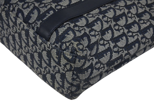 Christian Dior クリスチャンディオール トロッター ハンドバッグ B0 C 0092 ネイビー ガリアーノ期 美品 中古 4b011253