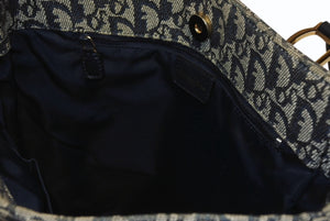 Christian Dior クリスチャンディオール トロッター ハンドバッグ B0 C 0092 ネイビー ガリアーノ期 美品 中古 4b011253