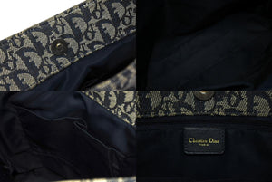 Christian Dior クリスチャンディオール トロッター ハンドバッグ B0 C 0092 ネイビー ガリアーノ期 美品 中古 4b011253
