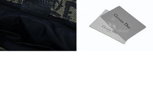 Christian Dior クリスチャンディオール トロッター ハンドバッグ B0 C 0092 ネイビー ガリアーノ期 美品 中古 4b011253