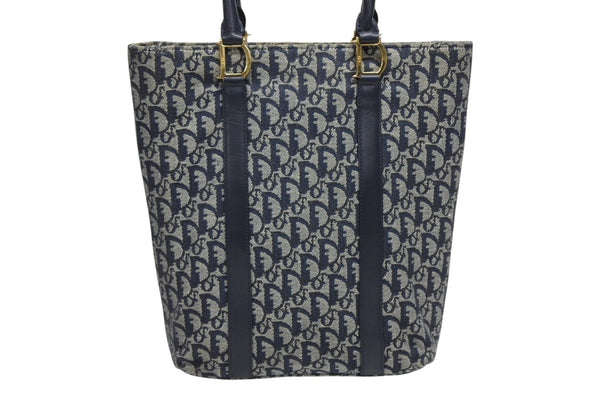 Christian Dior クリスチャンディオール トロッター ハンドバッグ B0 C 0092 ネイビー ガリアーノ期 美品 中古 4b011253