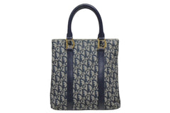 Christian Dior クリスチャンディオール トロッター ハンドバッグ B0 C 011 ネイビー ガリアーノ期 美品 中古 4b011256