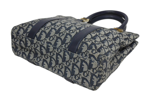 Christian Dior クリスチャンディオール トロッター ハンドバッグ B0 C 011 ネイビー ガリアーノ期 美品 中古 4b011256