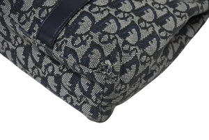 Christian Dior クリスチャンディオール トロッター ハンドバッグ B0 C 011 ネイビー ガリアーノ期 美品 中古 4b011256