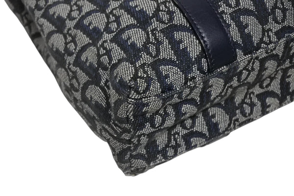 Christian Dior クリスチャンディオール トロッター ハンドバッグ B0 C 011 ネイビー ガリアーノ期 美品 中古 4b011256