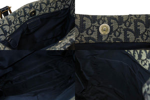 Christian Dior クリスチャンディオール トロッター ハンドバッグ B0 C 011 ネイビー ガリアーノ期 美品 中古 4b011256