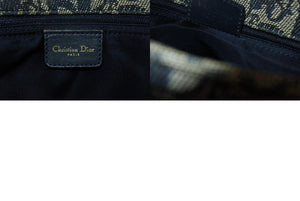Christian Dior クリスチャンディオール トロッター ハンドバッグ B0 C 011 ネイビー ガリアーノ期 美品 中古 4b011256