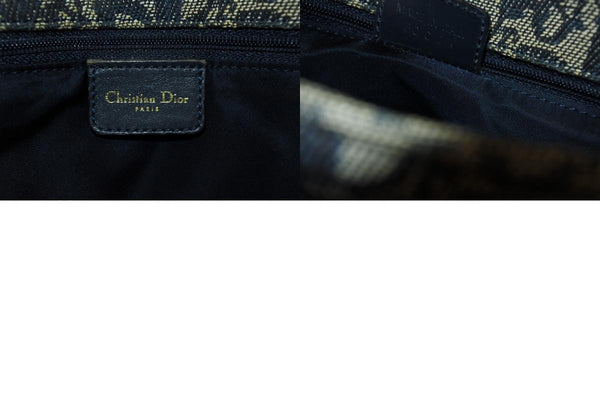 Christian Dior クリスチャンディオール トロッター ハンドバッグ B0 C 011 ネイビー ガリアーノ期 美品 中古 4b011256