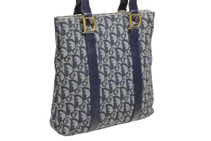 Christian Dior クリスチャンディオール トロッター ハンドバッグ B0 C 011 ネイビー ガリアーノ期 美品 中古 4b011256