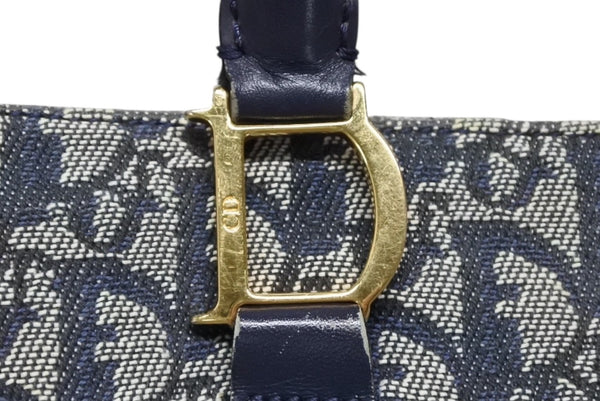 Christian Dior クリスチャンディオール トロッター ハンドバッグ B0 C 011 ネイビー ガリアーノ期 美品 中古 4b011256