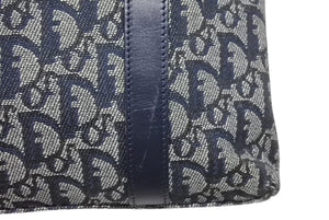 Christian Dior クリスチャンディオール トロッター ハンドバッグ B0 C 011 ネイビー ガリアーノ期 美品 中古 4b011256
