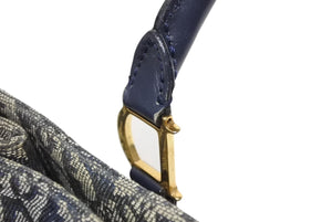 Christian Dior クリスチャンディオール トロッター ハンドバッグ B0 C 011 ネイビー ガリアーノ期 美品 中古 4b011256