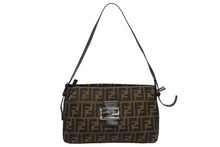 Load image into Gallery viewer, FENDI フェンディ マンマバケット ハンドバッグ 26566 ズッカ柄 ブラウン レザー ナイロンキャンバス シルバー金具 美品 中古 4c011260