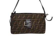 Load image into Gallery viewer, FENDI フェンディ マンマバケット ハンドバッグ 26566 ズッカ柄 ブラウン レザー ナイロンキャンバス シルバー金具 美品 中古 4c011260