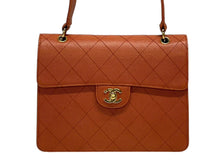 Load image into Gallery viewer, CHANEL シャネル ワンショルダーバッグ 5番台 キャビアスキン ココマーク オレンジ ゴールド金具 美品 中古 4b011267
