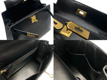 Load image into Gallery viewer, 極美品 HERMES エルメス ケリー28 外縫い ブラック ◻︎A刻印 カーフスキン ゴールド金具 ハンドバッグ 中古 4b011268